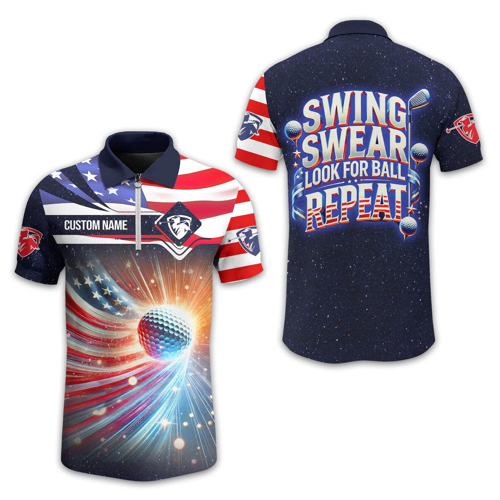 Swing Swear Look For Ball Repeat, Personalized Golf Shirt, Cool Golf Gifts