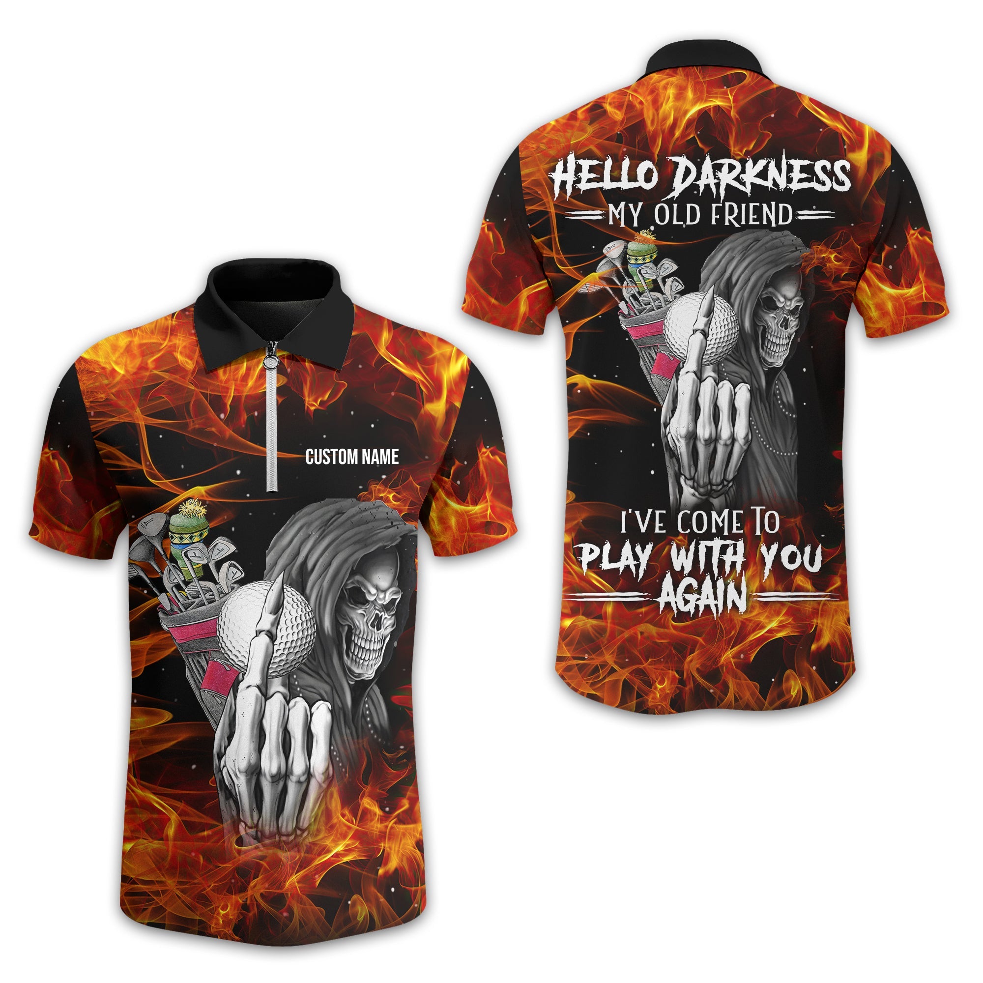 Hello Darkness My Old Friend Personalized Golf Polo ShirtGolf Shirt For Men, Gift For Golfers