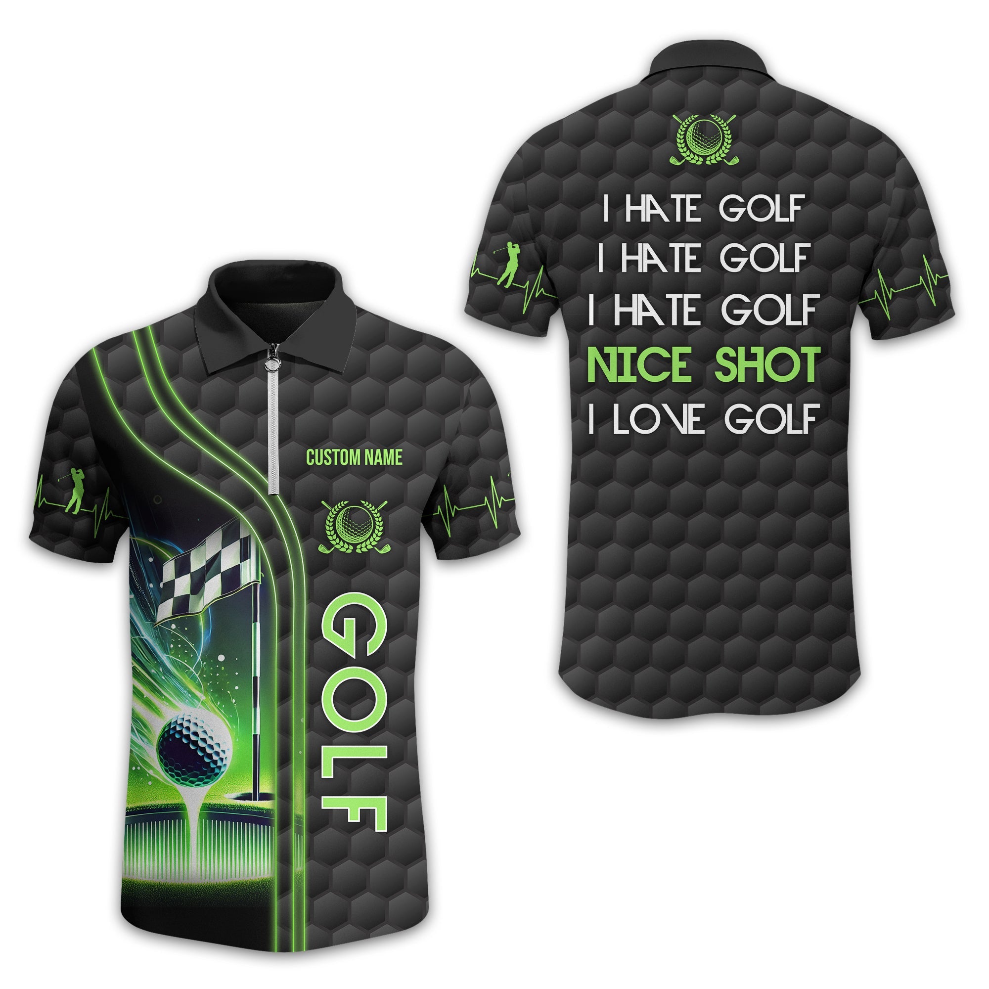 I Hate Golf Nice Shot I Love Golf, Personalized Golf Shirt, Unique Gift For Golfer, Funny Golf Polo Shirt
