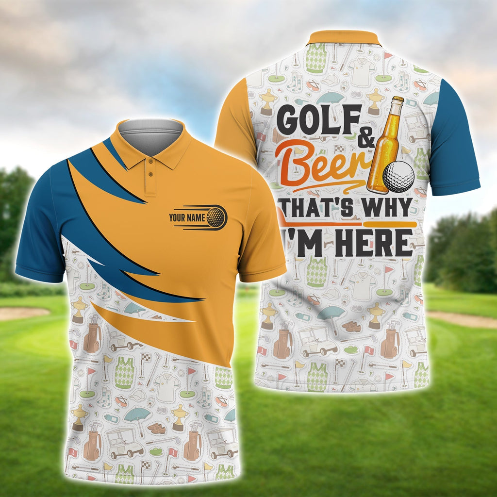Golf And Beer That's Why I'm Here, Golfing Apparel, Golf Clothing, Mens Golf Gift