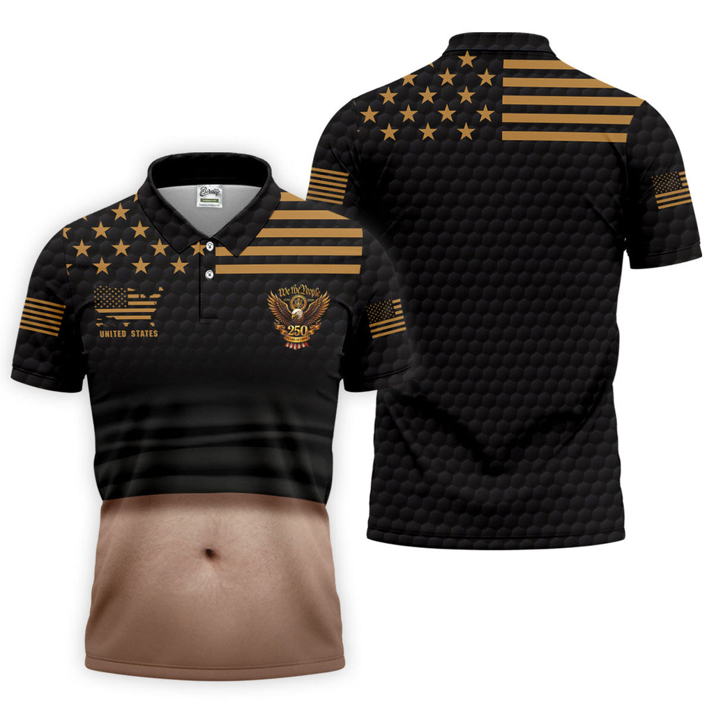 We The People 250 Years Of Free Men's Funny Golf Polo Shirts, 4th Of July Fun Golf Shirts For Men