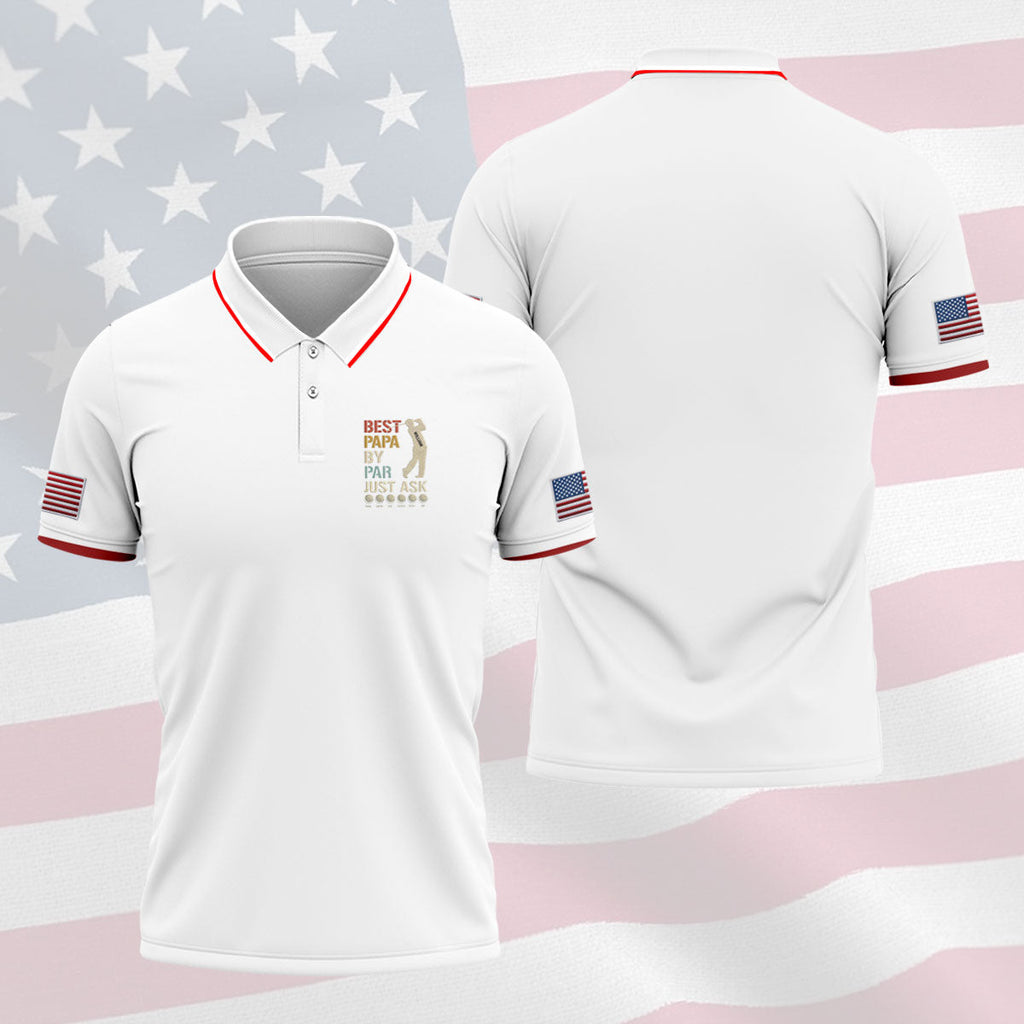 Best Dad Papa By Par Just Ask Father's Day Golf Shirt, Golf Gift For Dad, Polo Shirts For Men
