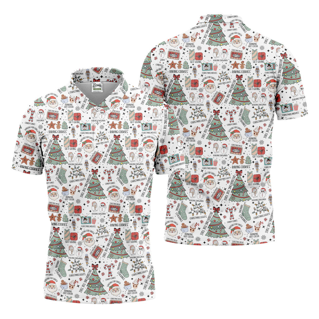 Tis The Season Santa Claus White Men's Golf Polo Shirts, Christmas Golf Shirt, Polo Shirts For Men