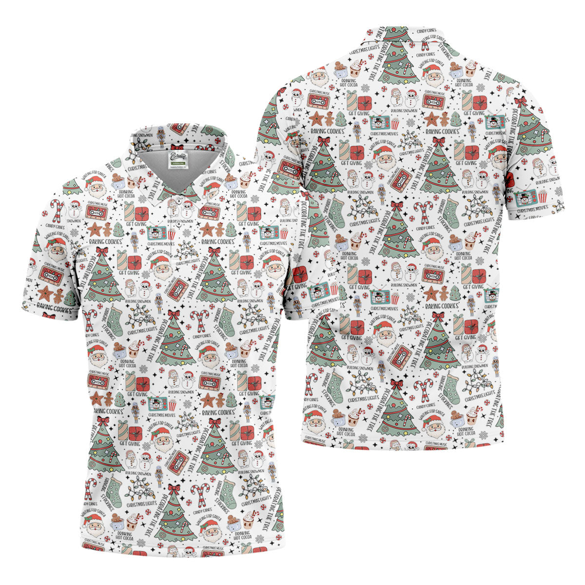 Tis The Season Santa Claus White Men's Golf Polo Shirts, Christmas Golf Shirt, Polo Shirts For Men