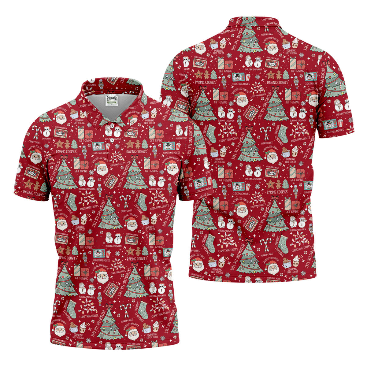 Tis The Season Santa Claus Gift Red Men's Golf Polo Shirts, Christmas Golf Shirt, Polo Shirts For Men