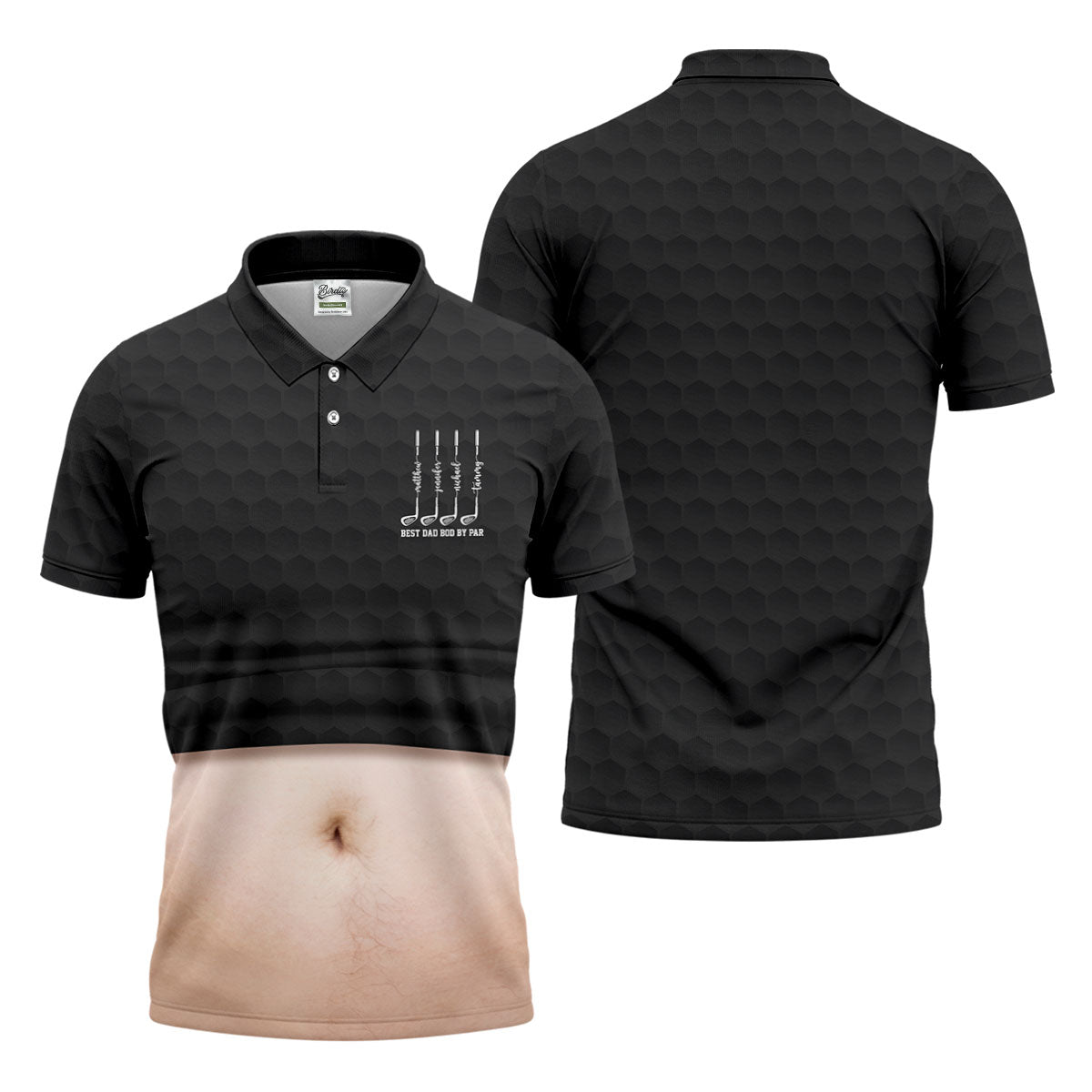 Best Dad Bod By Par Black Men's Funny Golf Polo Shirts, Father's Day Golf Shirt, Golf Gift For Dad