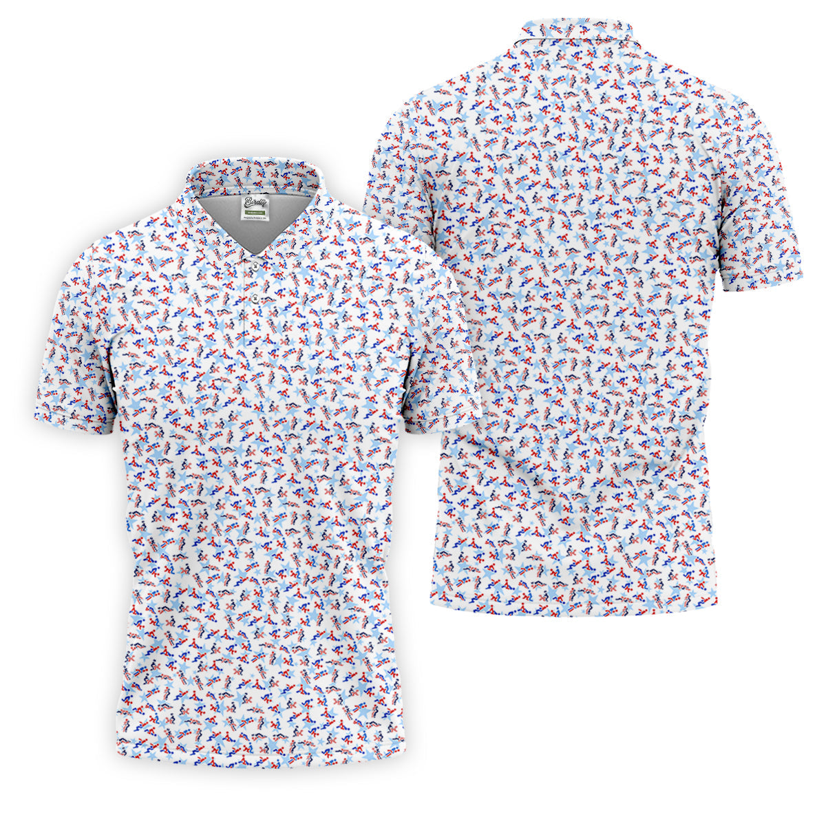Funny Stick Figure Naughty Couple Red White Blue Polo Shirts For Men, 250th Anniversary Golf Shirts For Men