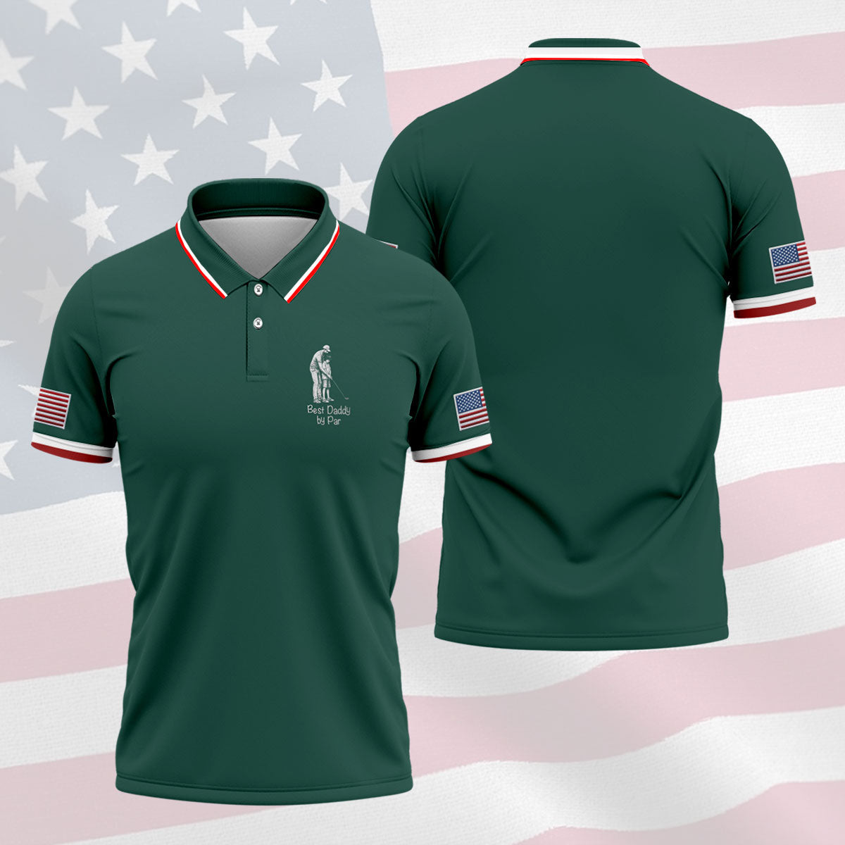 Best Dad Papa By Par Custom Photo Father's Day Golf Shirt, Golf Gift For Dad, Golf Polo For Men