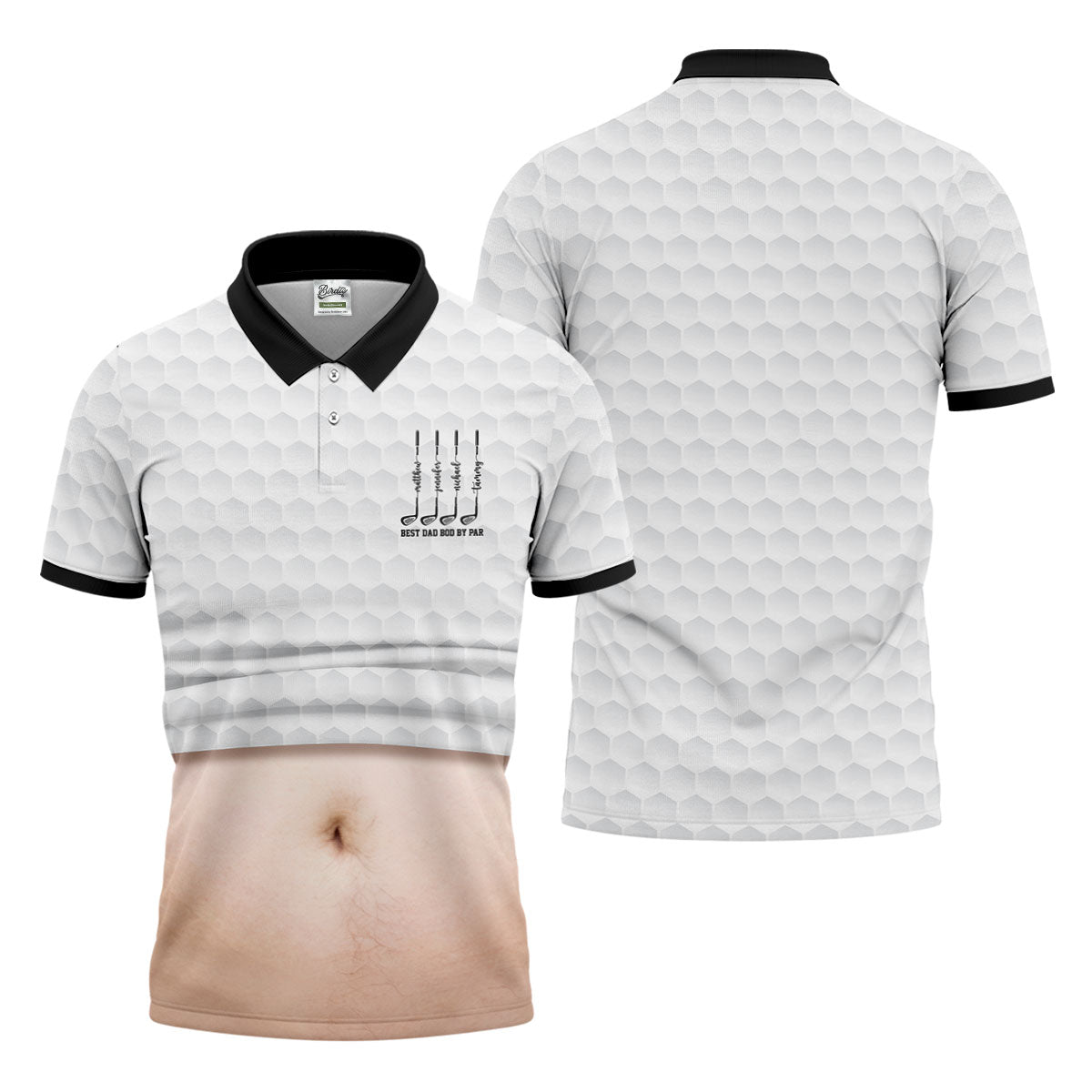 Best Dad Bod By Par White Men's Funny Golf Polo Shirts, Father's Day Golf Shirt, Golf Gift For Dad
