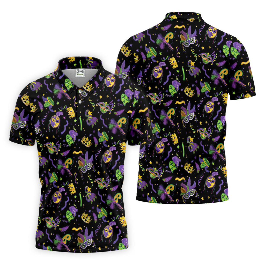 Mardi Gras Golf Golf Polo Shirt Mardi Gras Black Golf Shirt, Golf Tops For Men