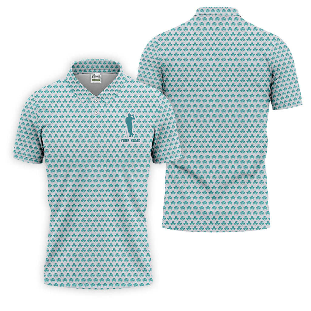 St Patrick's Day Shamrock Golf And Beer Blue And White Golf Shirt, Polo ShirtFor Men, Golf Shirts For Men