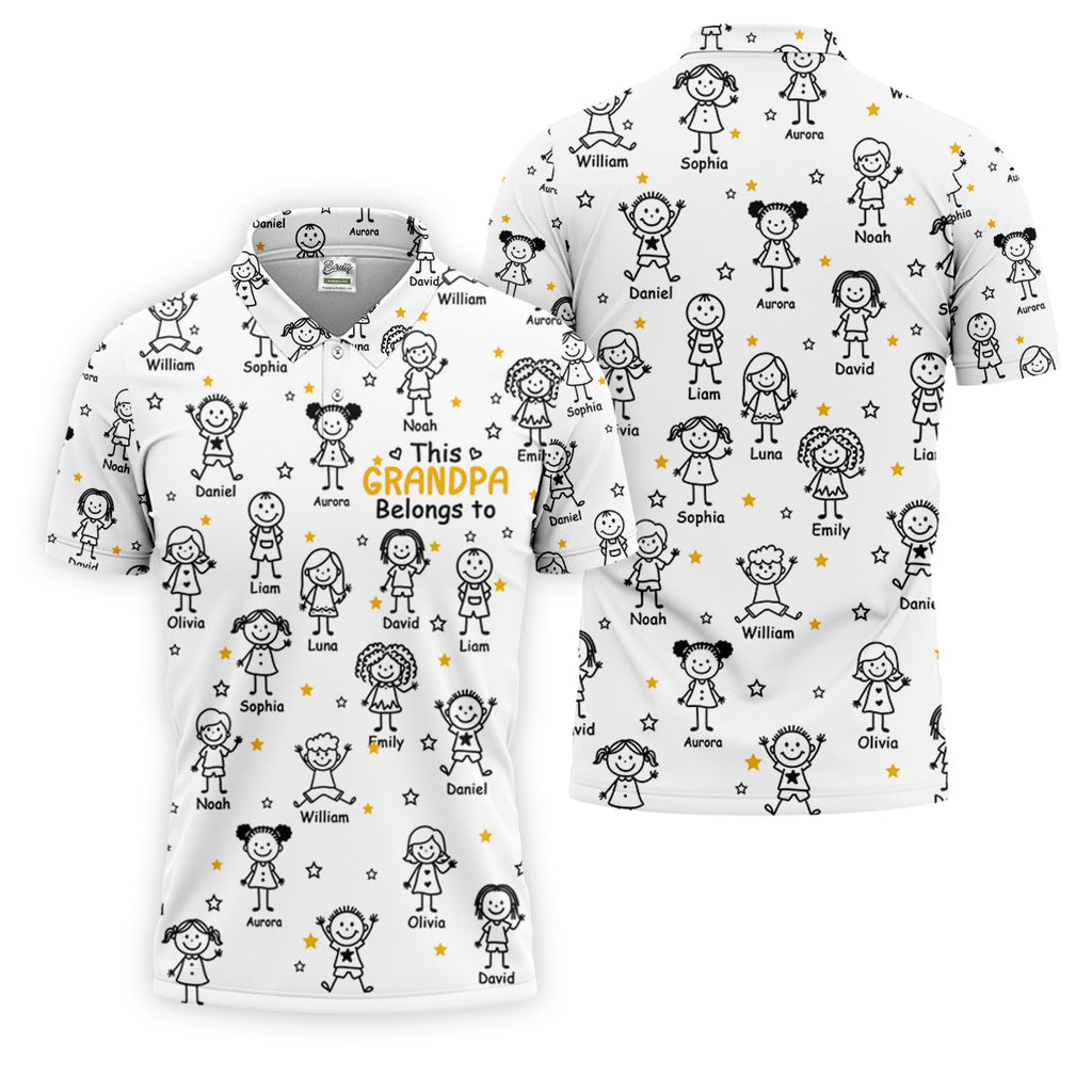 This Grandpa Dad Belongs To Kids Pet White Golf Shirt, Polo Shirts For Men, Golf Gift For Men