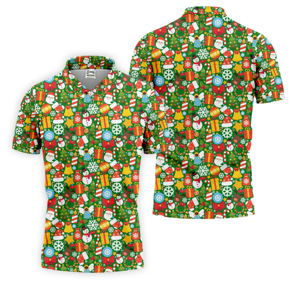 Festive Christmas Green Golf Shirt, Christmas Golf Shirt, Polo Shirts For Men, Golf Gift For Men, Golfing Apparel