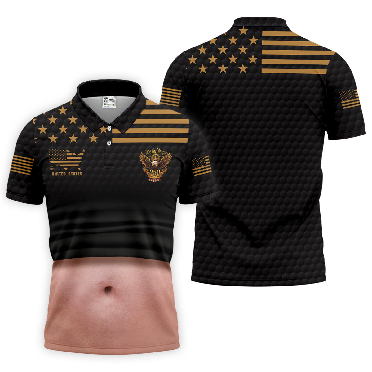 We The People 250 Years Of Free Men's Funny Golf Polo Shirts, 4th Of July Fun Golf Shirts For Men