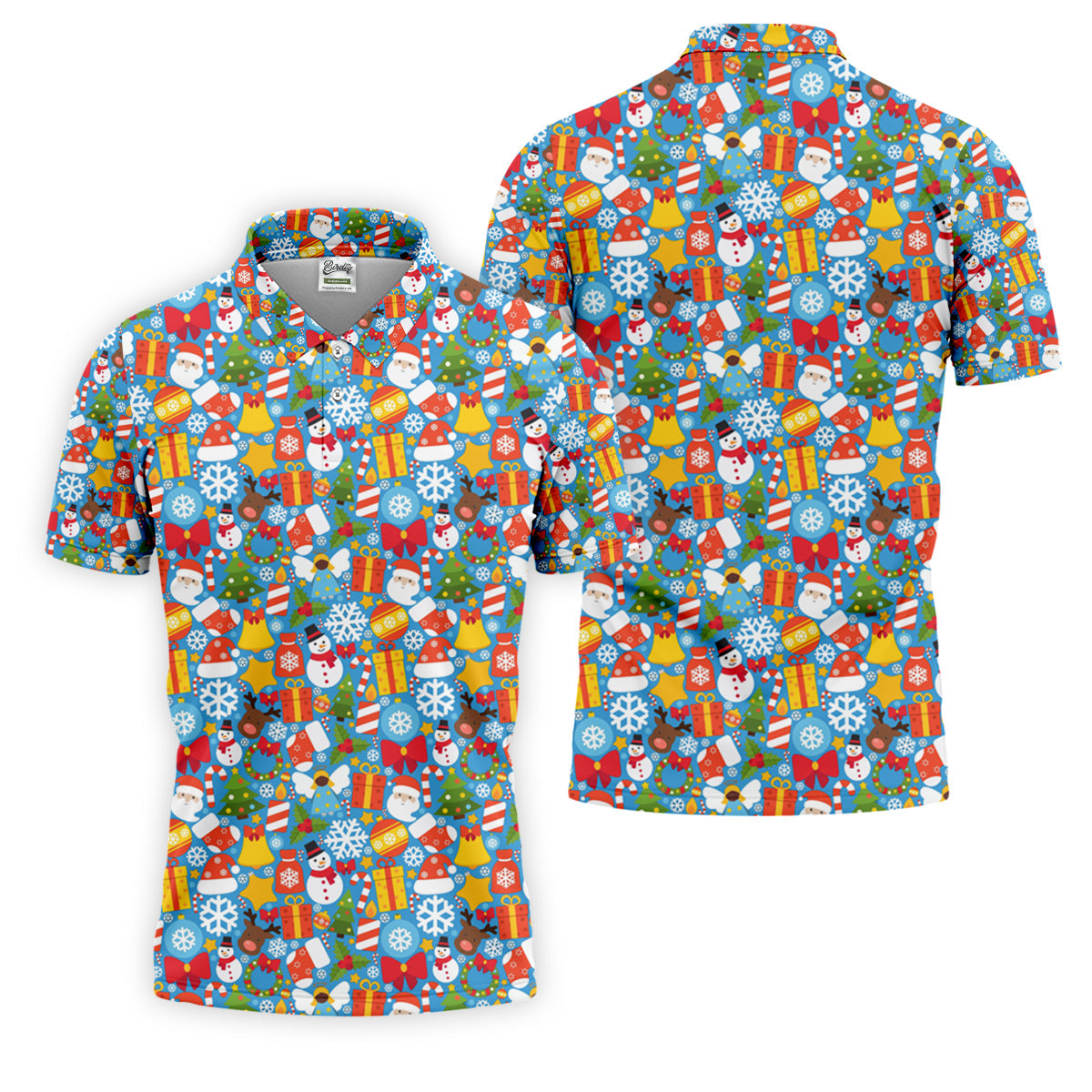 Festive Christmas Blue Golf Shirt, Christmas Golf Shirt, Polo Shirts For Men, Golf Gift For Men, Golfing Apparel