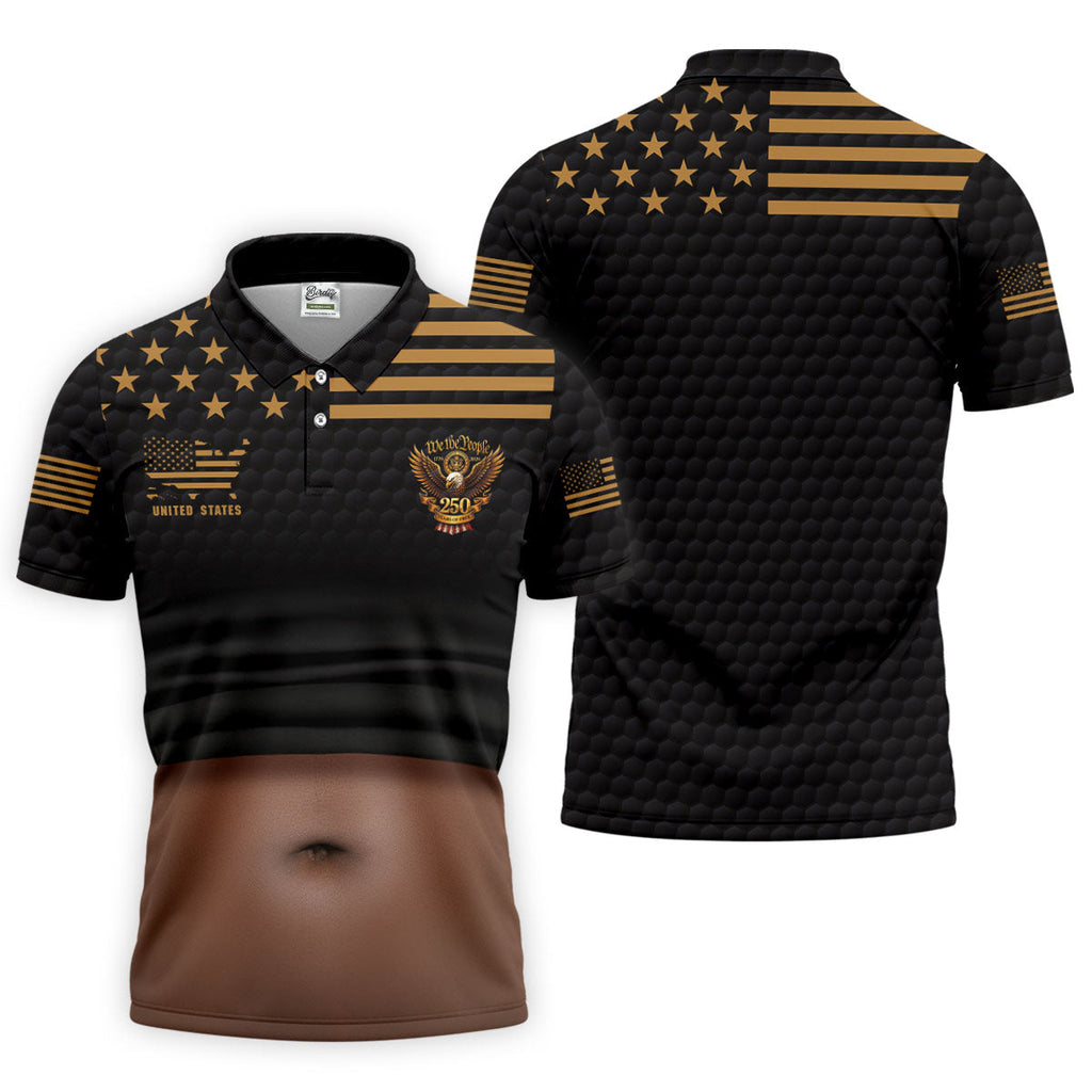 We The People 250 Years Of Free Men's Funny Golf Polo Shirts, 4th Of July Fun Golf Shirts For Men