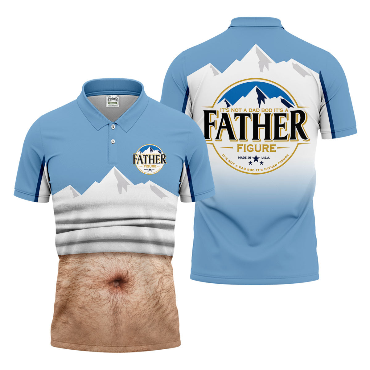 It's Not A Dad Bod It's A Father Figure Men's Funny Golf Polo Shirts, Father's Day Golf Shirt, Golf Gift For Dad