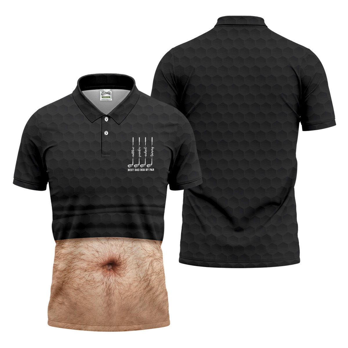 Best Dad Bod By Par Black Men's Funny Golf Polo Shirts, Father's Day Golf Shirt, Golf Gift For Dad
