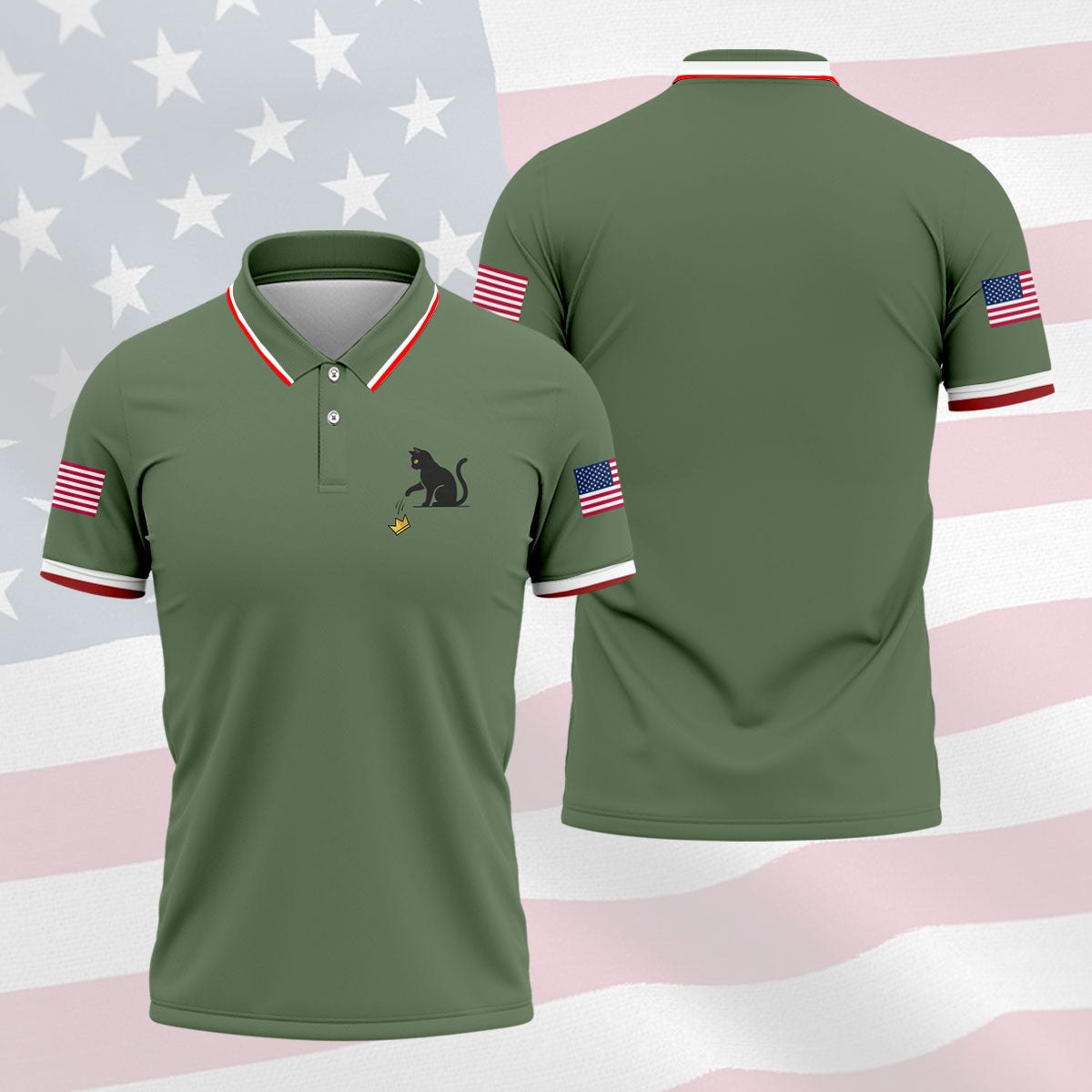 No King Naughty Cat 250 Years Patriotic Golf Shirt, Golf Shirts For Men, 4th Of July Golf Shirt