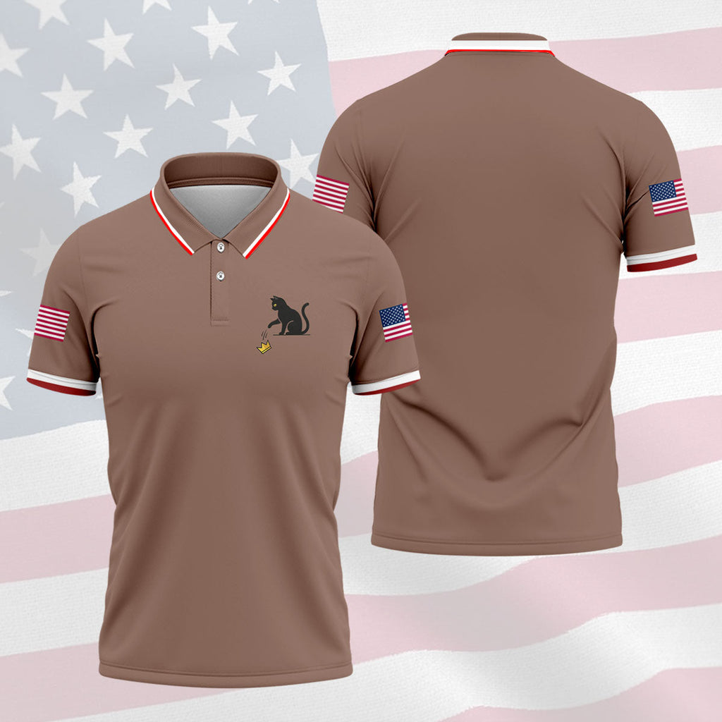 No King Naughty Cat 250 Years Patriotic Golf Shirt, Golf Shirts For Men, 4th Of July Golf Shirt