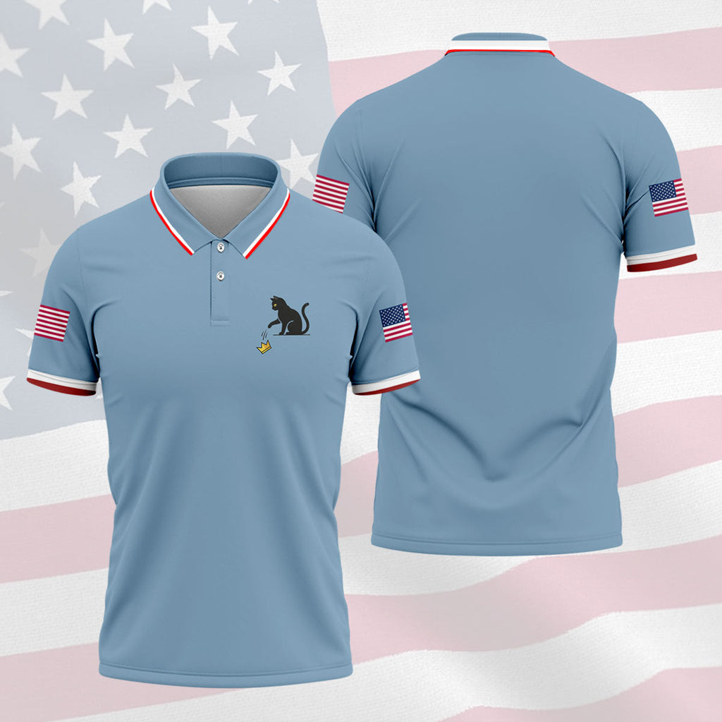 No King Naughty Cat 250 Years Patriotic Golf Shirt, Golf Shirts For Men, 4th Of July Golf Shirt
