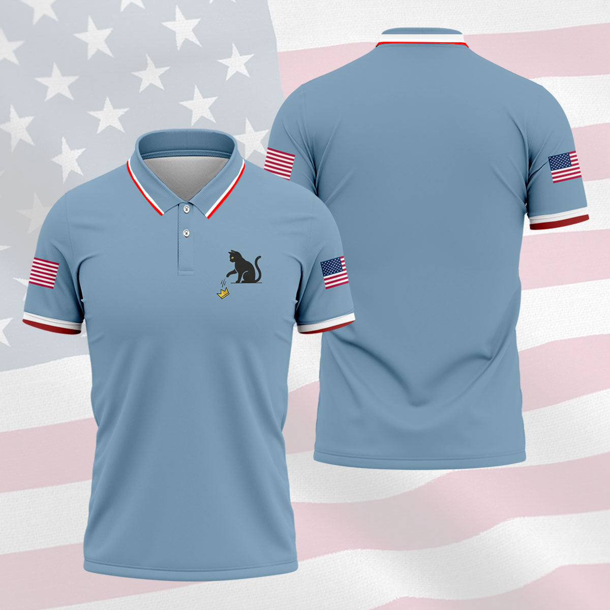 No King Naughty Cat 250 Years Patriotic Golf Shirt, Golf Shirts For Men, 4th Of July Golf Shirt