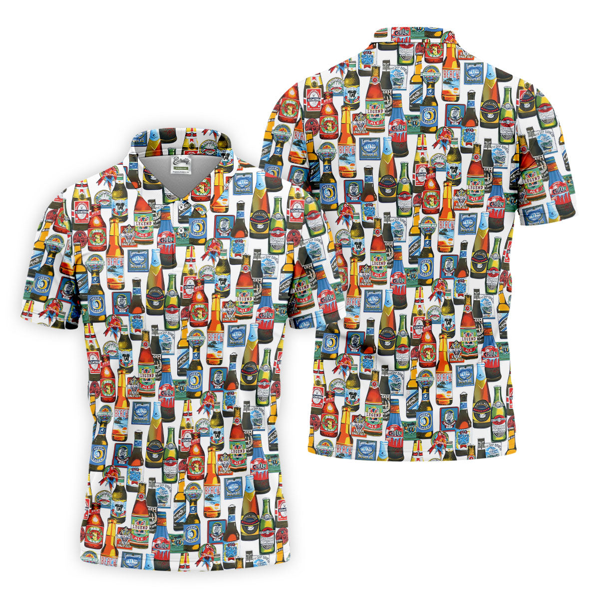 Beer Bottle Labels White Golf Shirt, Men's Funny Golf Shirts, Golf Tops For Men, Golf Shirts For Men