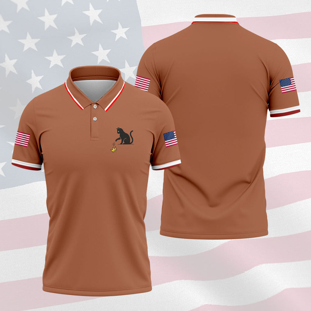 No King Naughty Cat 250 Years Patriotic Golf Shirt, Golf Shirts For Men, 4th Of July Golf Shirt