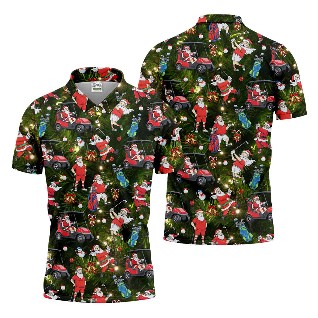 Funny Santa Claus Golf Pose Golf Tops For Men, Polo ShirtFor Men, Christmas Golf Shirt, Mens Golf Gift