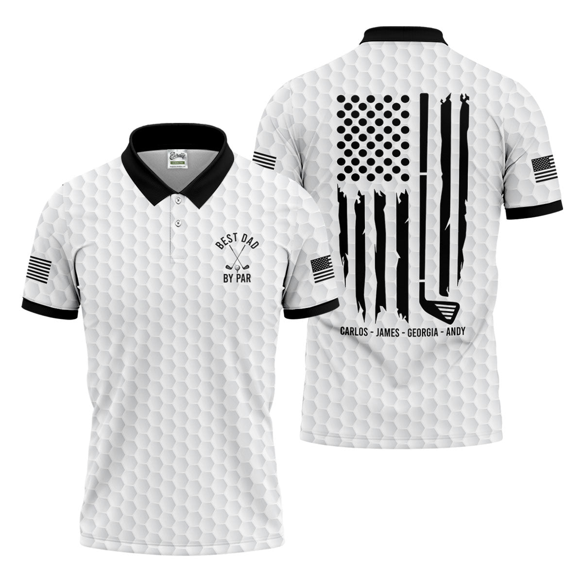 Best Dad By Par US Flag Pattern Father's Day Golf Shirt, Golf Gift For Dad, Polo Shirts For Men