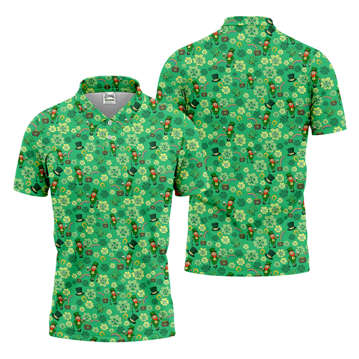 Shamrock St Patrick's Day Light Green Golf Shirt, Polo Shirts For Men, Golf Shirts For Men, Golfing Apparel