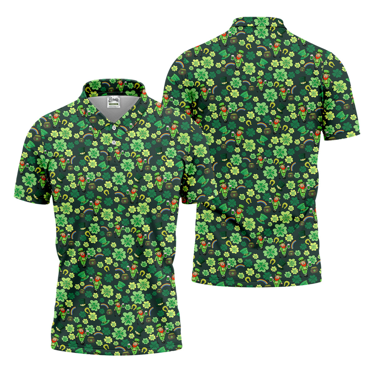 Shamrock St Patrick's Day Dark Green Golf Shirt, Polo Shirts For Men, Golf Shirts For Men, Golfing Apparel