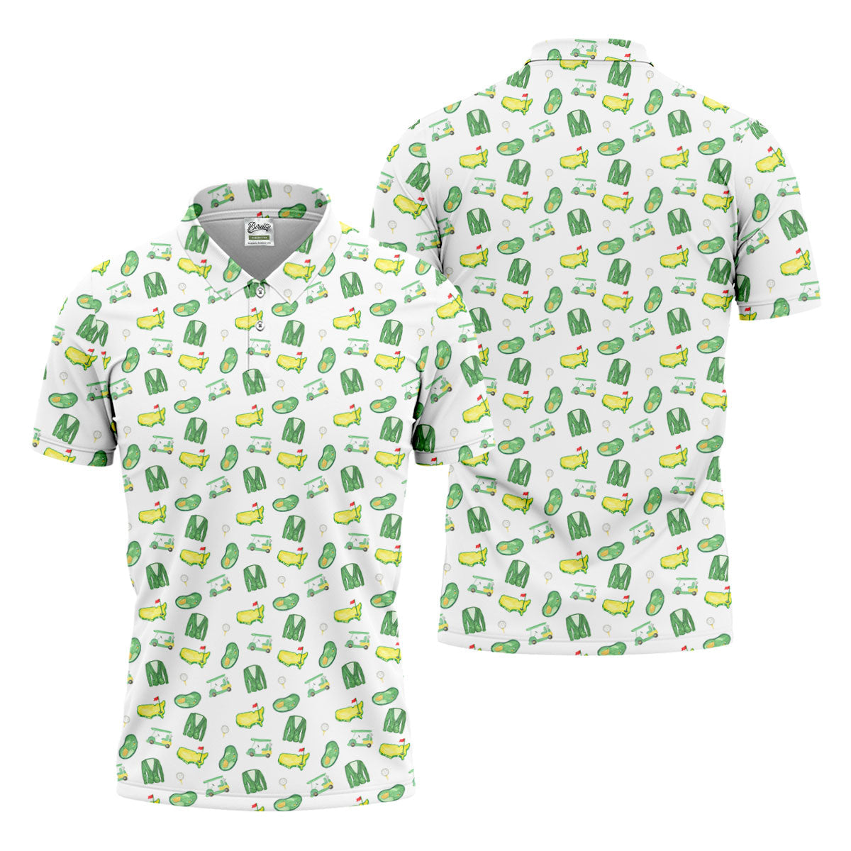 Master Golf Seamless Pattern White Golf Shirt, Cool Golf Shirt, Polo Shirts For Men, Golf Shirts For Men