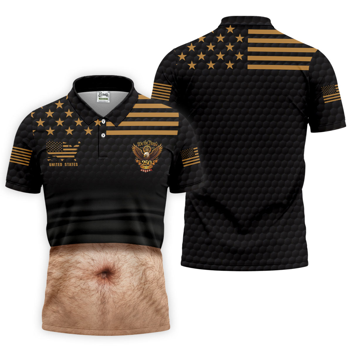 We The People 250 Years Of Free Men's Funny Golf Polo Shirts, 4th Of July Fun Golf Shirts For Men