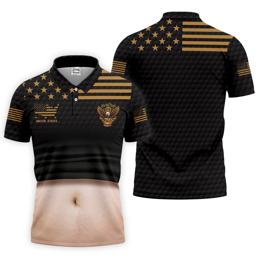 We The People 250 Years Of Free Men's Funny Golf Polo Shirts, 4th Of July Fun Golf Shirts For Men