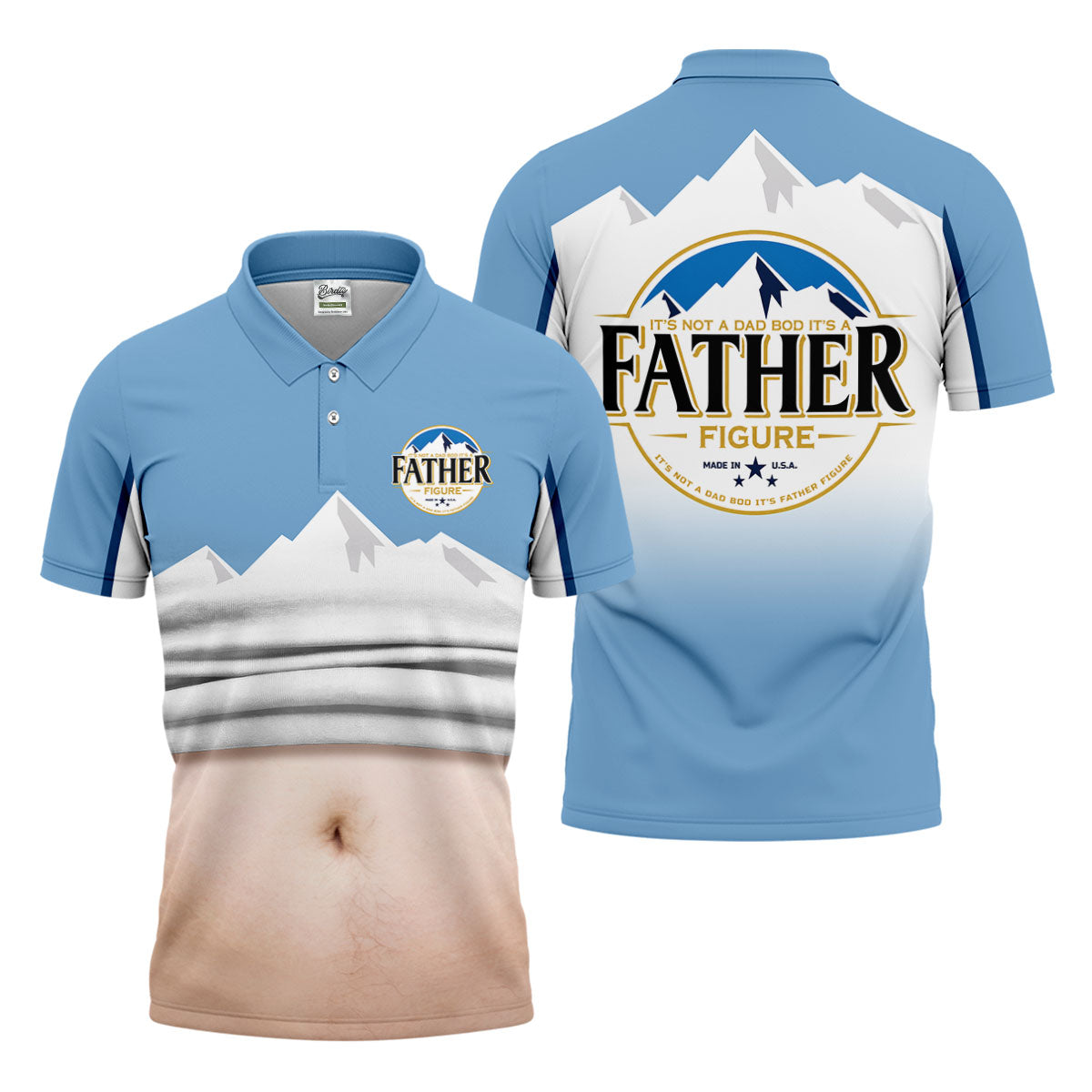 It's Not A Dad Bod It's A Father Figure Men's Funny Golf Polo Shirts, Father's Day Golf Shirt, Golf Gift For Dad