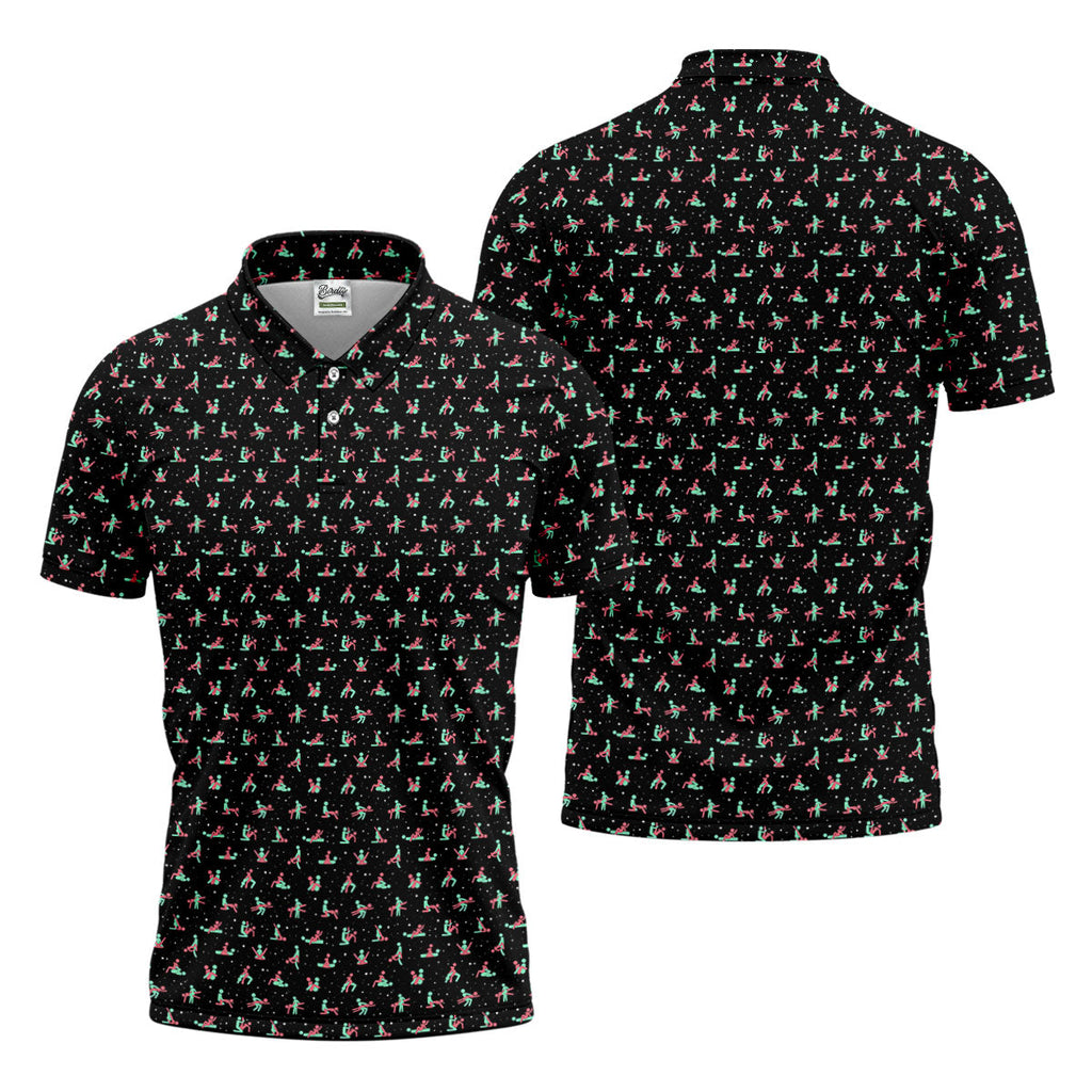 Naughty Couple Snow Pattern Christmas Golf Shirt, Fun Golf Shirts For Men, Golf Gift For Him, Polo ShirtFor Men