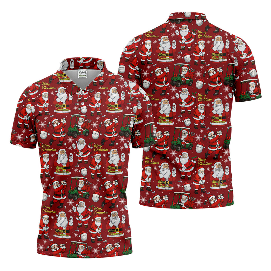 Funny Santa Golfing Christmas Polo Shirt Christmas Golf Shirt, Polo ShirtFor Men, Golf Gift For Men