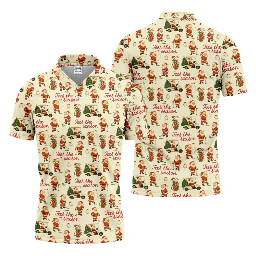 Tees The Season Funny Santa Claus Golf Tops For Men, Christmas Golf Shirt, Polo ShirtFor Men, Golf Gift For Men