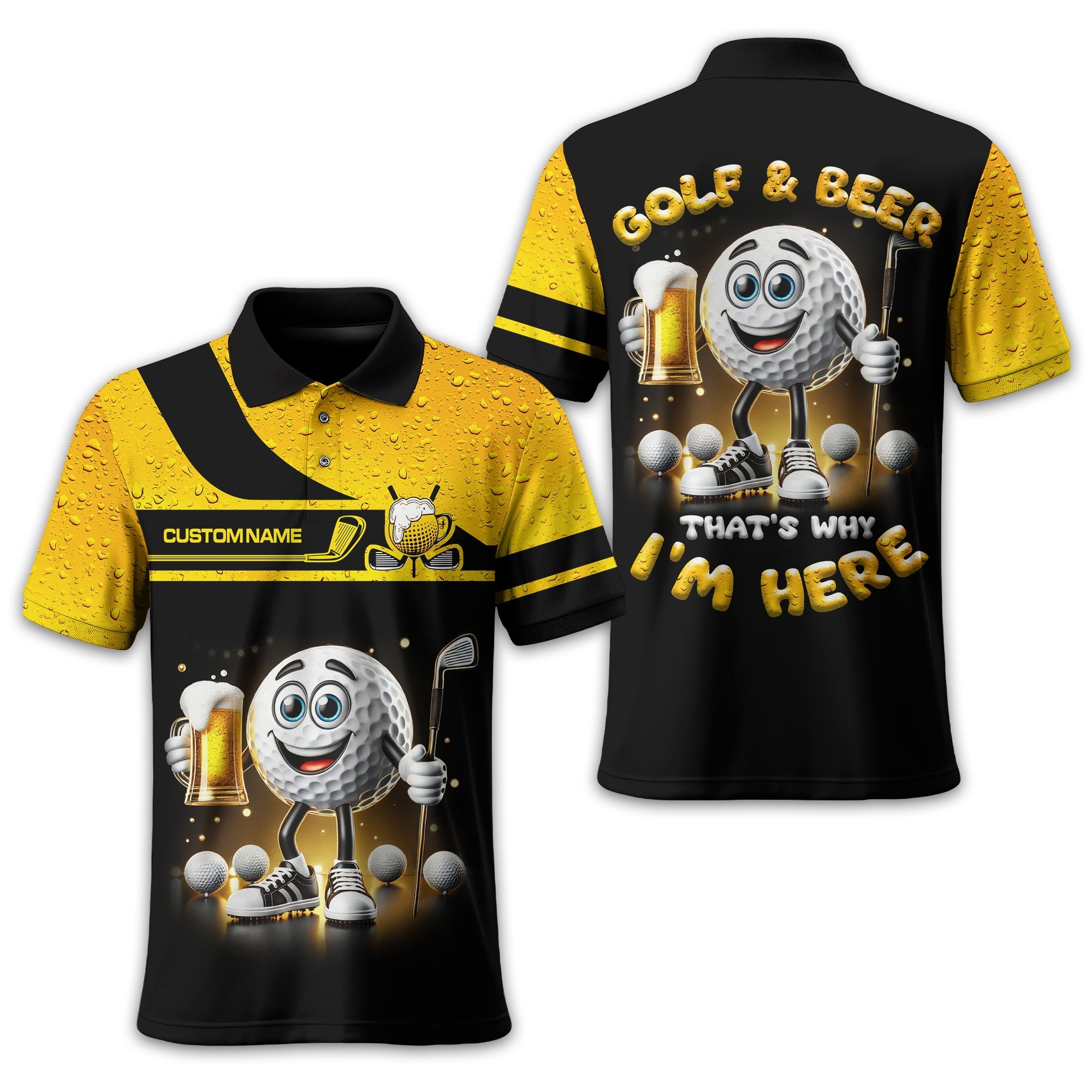 Golf And Beer Personalized Golf Polo ShirtGolf Shirt, Gift For Golfers