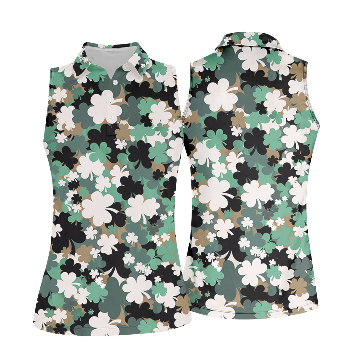Irish Camo St. Patrick’s Day Shamrock Golf Shirt, Women's Golf Tops, Ladies Golf Polos