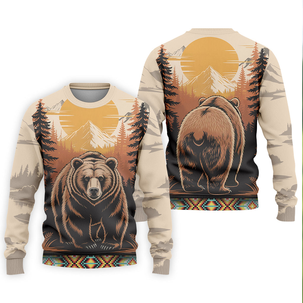 Native Heritage Wild Bear Golf Tops For Men, Native American Ancestry Polo Shirts For Men, Indigenous Peoples Month