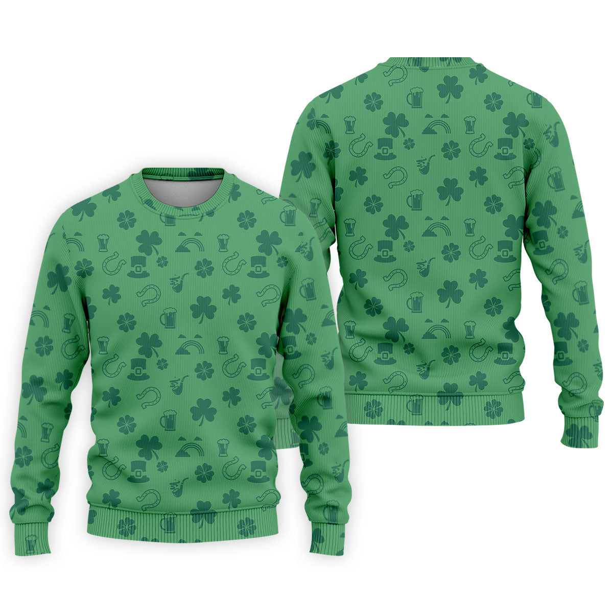 Leprechaun Hat Shamrock Beer Dark Green Seamless Pattern St. Patrick’s Day Golf Shirt, Golf Shirts For Men