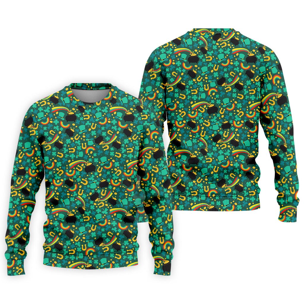 Shamrock Beer Lucky Four Leaf Clover St Patrick's Day Pot Of Gold Polo Shirts For Men, Golf Gift For Men