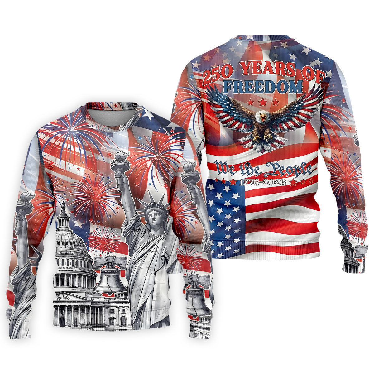 250 Years Of Freedom We The People American Flag Golf Shirt, Patriotic 4th Of July Golf Shirts For Men