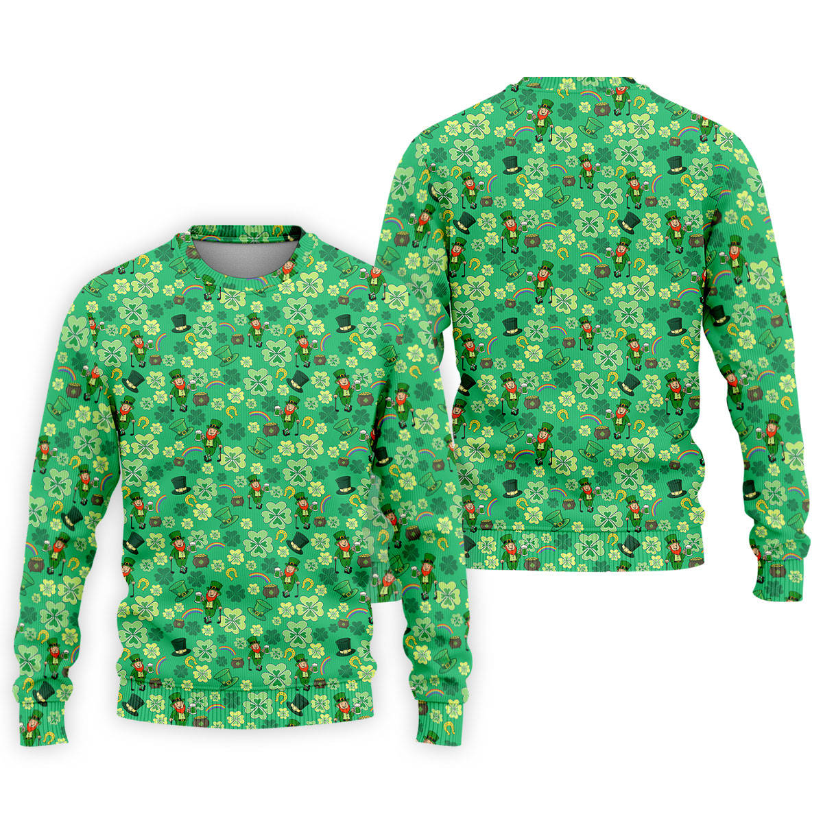 Shamrock St Patrick's Day Light Green Golf Shirt, Polo Shirts For Men, Golf Shirts For Men, Golfing Apparel