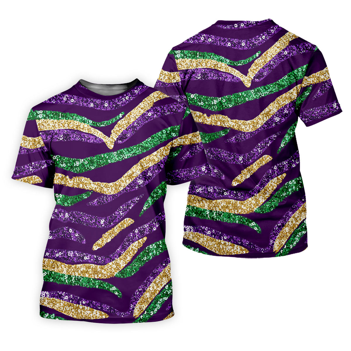 Purple Green Gold Sequin Pattern Purple Golf Shirt, Mardi Gras Golf Shirt, Polo Shirts For Men