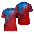 American Flag Pattern Golf Tournament Red And Blue Golf Shirts For Men, Polo ShirtFor Men