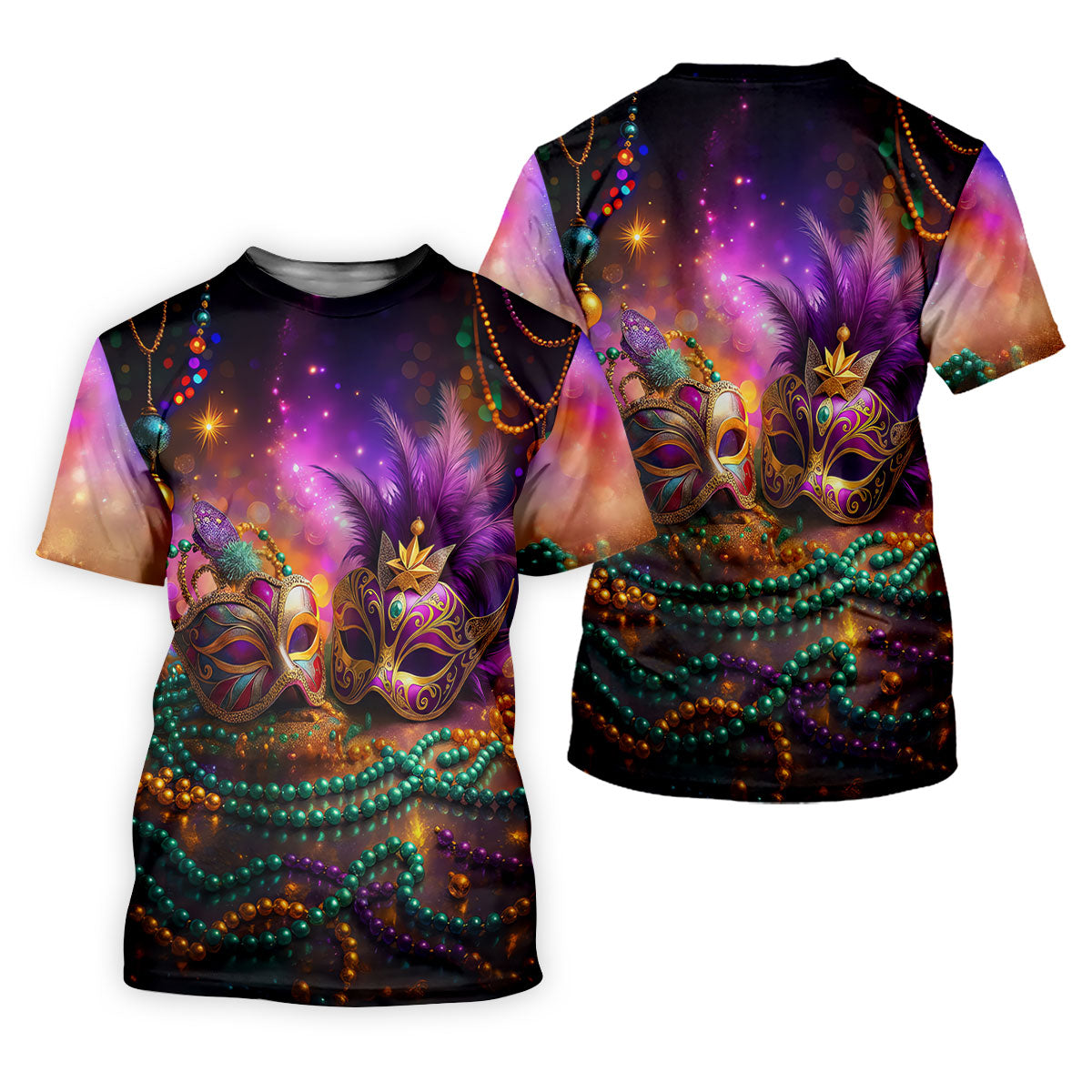 Carnival Mask Beads Chain Bokeh Effect Mardi Gras Golf Shirt, Polo Shirts For Men, Golf Shirts For Men