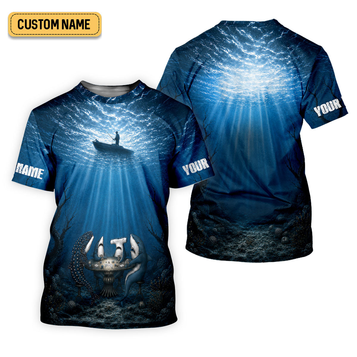 Underwater Shark Poker Fishing UPF Shirt, Performance Fishing Shirt, Fishing Shirts For Women